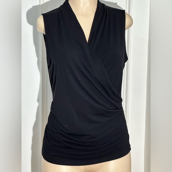 Ann Taylor Black Sleeveless Wrap Top - Picture 1 of 4